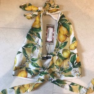 NWT Boohoo lemon Halter Top